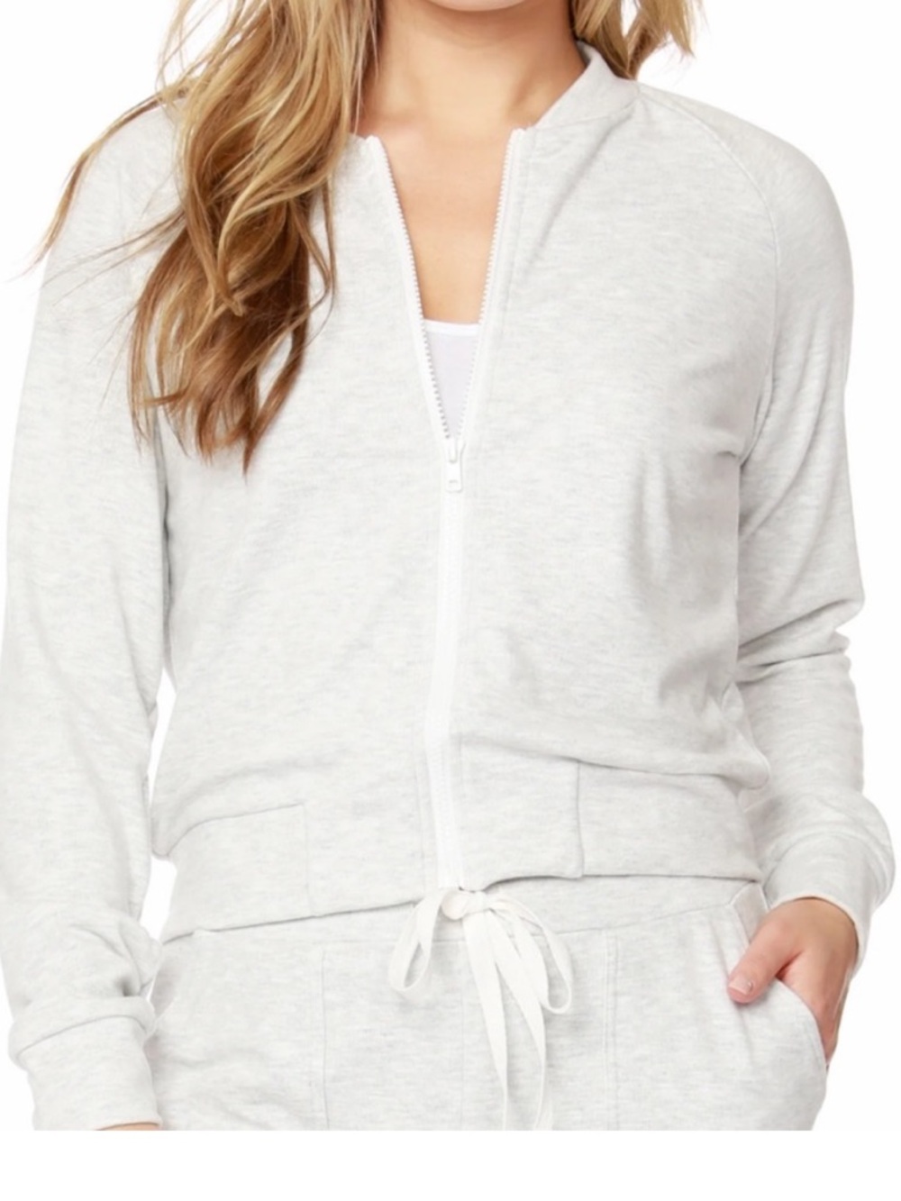 Bobi light grey zip up bomber Jacket, size small. Like new condition